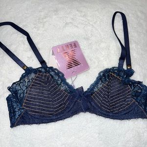 Savage x fenty denim navy color unlined bra bralette